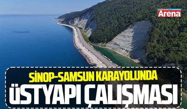 Sinop-Samsun Karayolunda üstyapı çalışması
