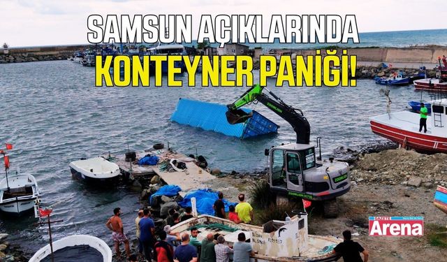Samsun açıklarında denizde sürüklenen konteyner bulundu