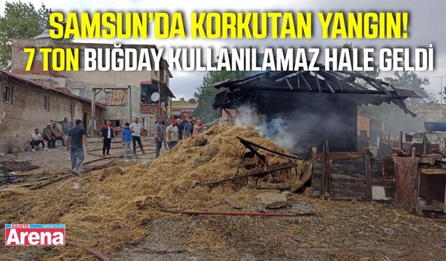 Havza'da ambar yangını! Tonlarca buğday ve saman kül oldu