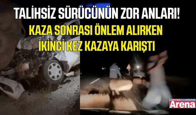 Tokat’ta çifte kaza: Önlem almak isterken yaralandı