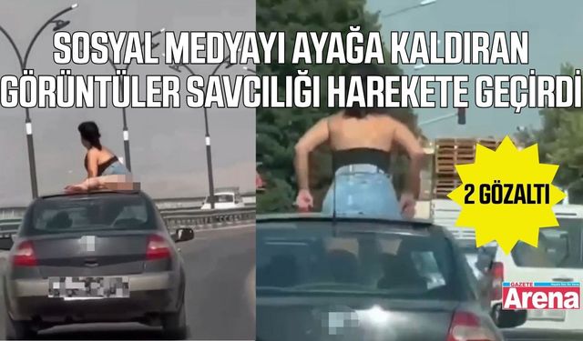 Otomobilin tavanındaki görüntüler olay oldu: 2 gözaltı