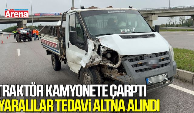 Samsun'da traktör kamyonete çarptı