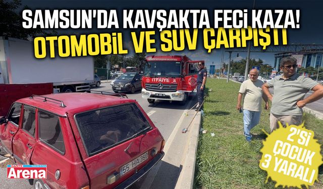 Samsun'da kavşakta iki araç çarpıştı!