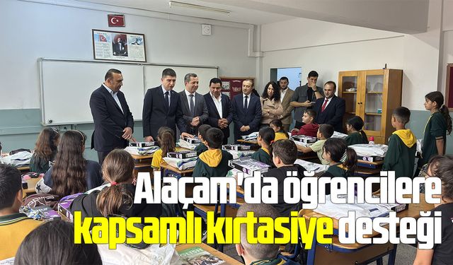 Alaçam'da öğrencilere kapsamlı kırtasiye desteği