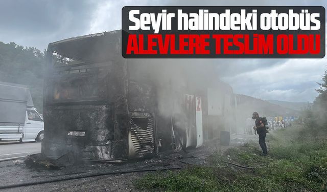 Samsun'da seyir halindeki otobüs alevlere teslim oldu
