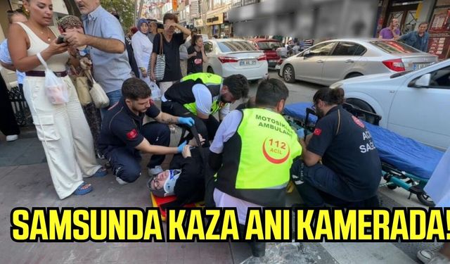 İlkadım'da iki kişinin yaralandığı kaza anı kamerada