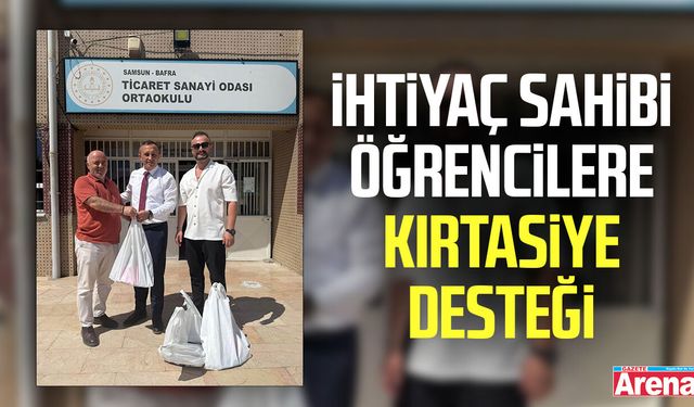 Bafra’da ihtiyaç sahibi öğrencilere kırtasiye desteği