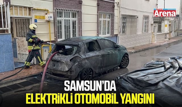 Samsun’da elektrikli otomobil yangını kamerada