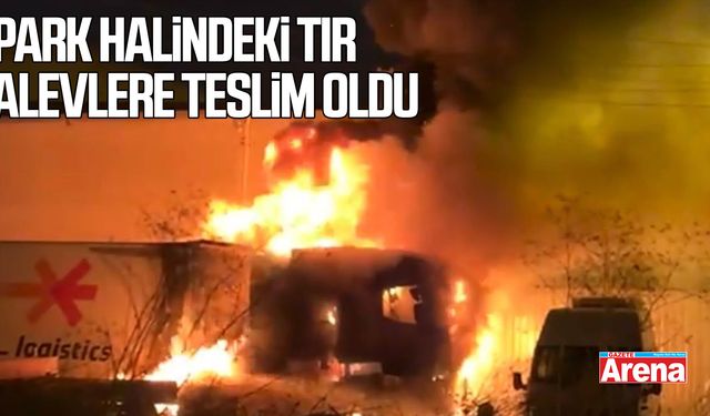 Samsun'da park halindeki tır alevlere teslim oldu