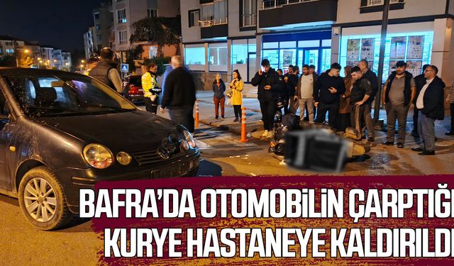 Bafra’da otomobilin çarptığı kurye hastaneye kaldırıldı