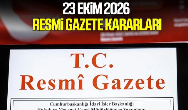 23 Ekim 2026 Resmi Gazete kararları