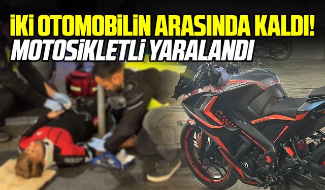 Samsun’da iki otomobilin arasında kalan motosikletli yaralandı