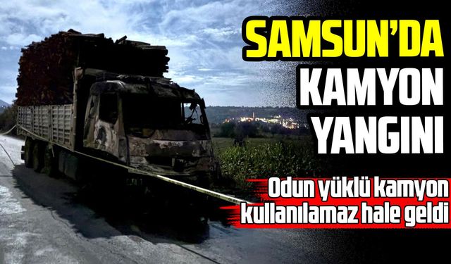 Samsun'da odun yüklü kamyon alev aldı