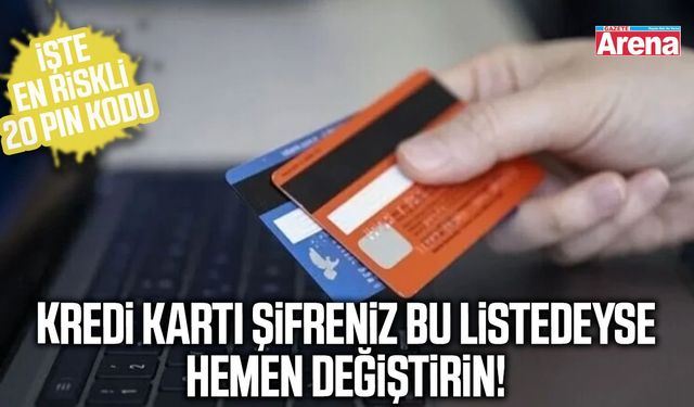 Kredi kartı şifreniz bu listedeyse hemen değiştirin!