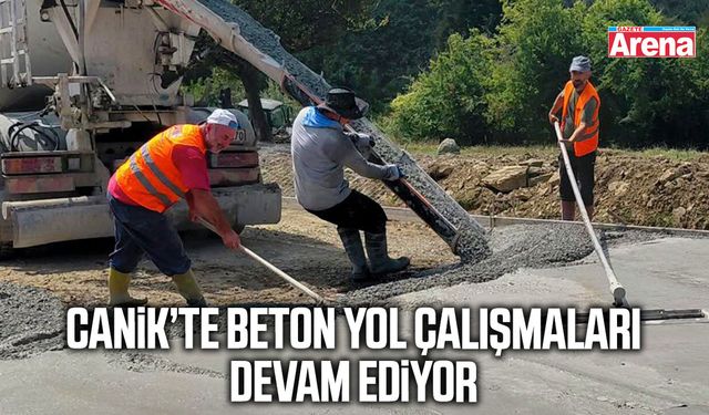 Canik’te beton yol çalışmaları devam ediyor