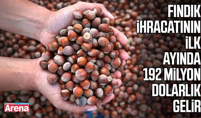 Fındık ihracatının ilk ayında 192 milyon dolarlık gelir