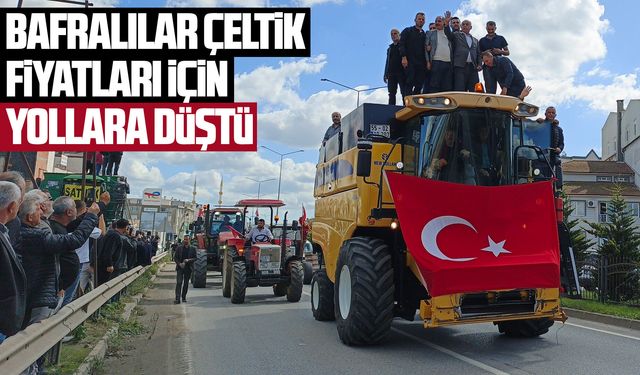 Bafra'da çeltik üreticilerinden protesto konvoyu