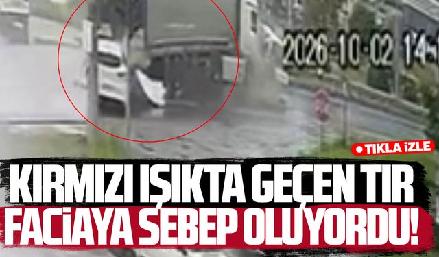 Samsun'da kırmızı ışıkta geçen tır iki araca çarptı