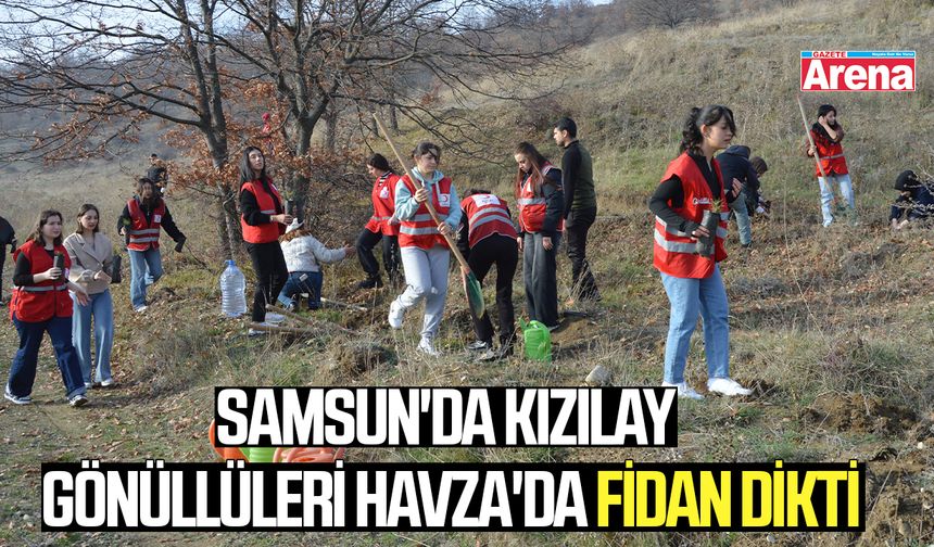 Samsun'da Kızılay gönüllüleri Havza'da fidan dikti