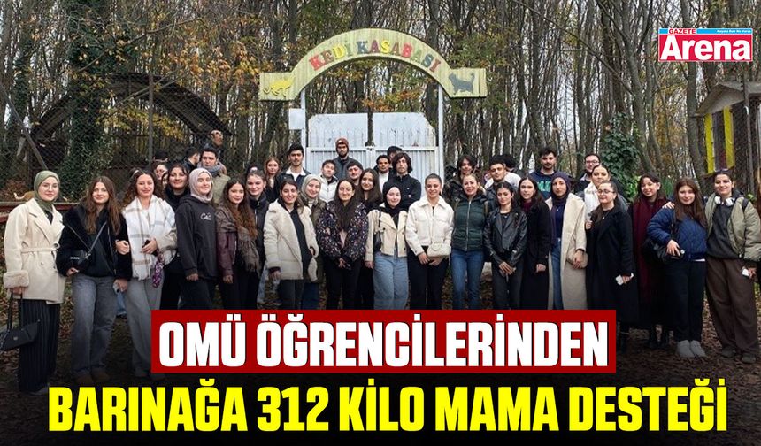 OMÜ öğrencilerinden barınağa 312 kilo mama desteği