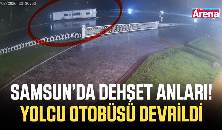 Samsun’da dehşet anları! Yolcu otobüsü devrildi