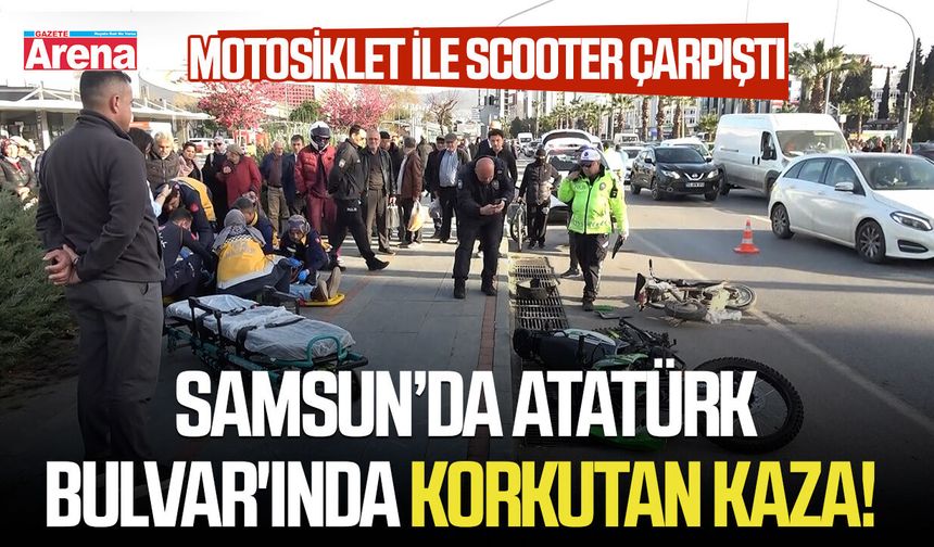 Samsun’da Atatürk Bulvar'ında korkutan kaza! Yaralılar var