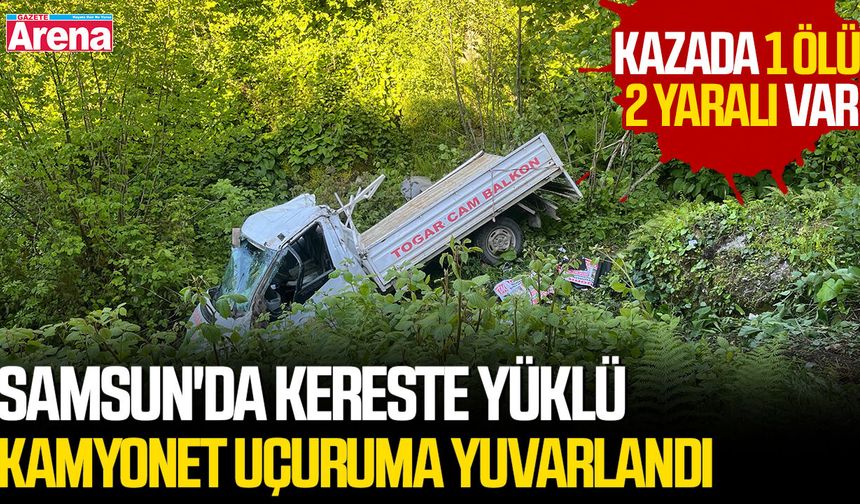 Samsun'da kereste yüklü kamyonet uçuruma yuvarlandı