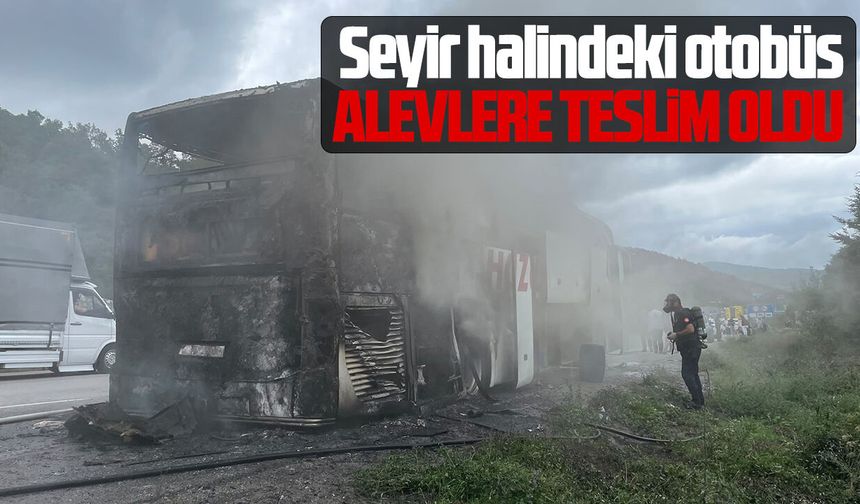 Samsun'da seyir halindeki otobüs alevlere teslim oldu