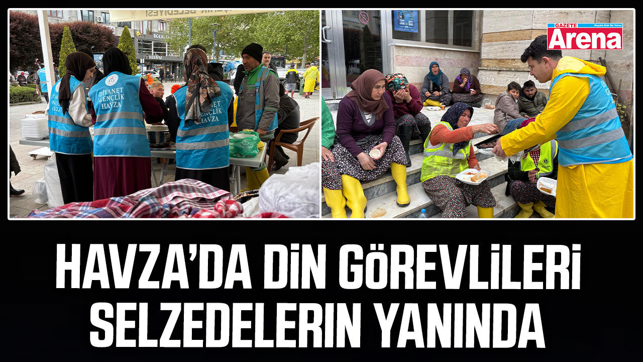 Havza’da din görevlileri selzedelerin yanında