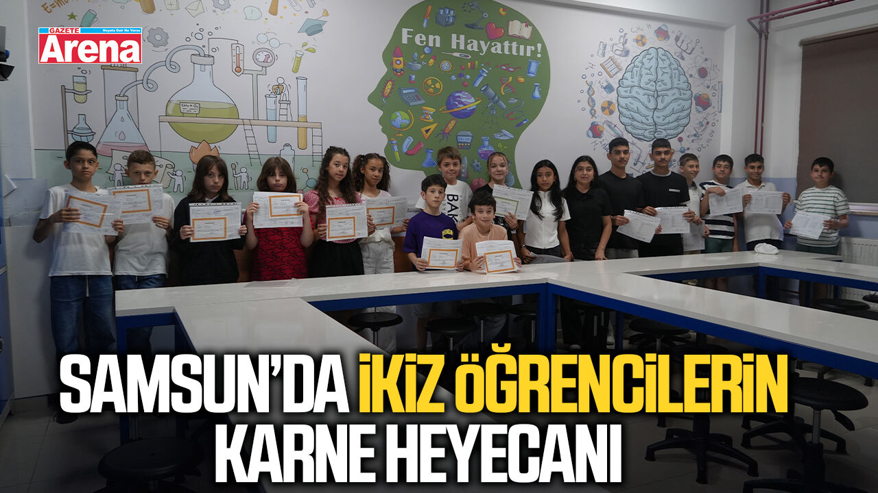 Samsun’da 13 ikiz öğrenci karne heyecanını birlikte yaşadı