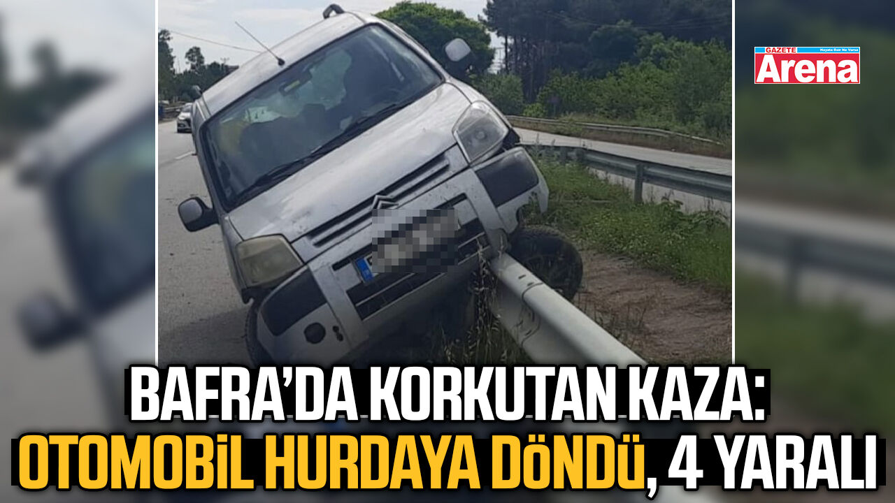 Bafra'da kontrolden çıkan otomobil bariyerlere çarptı!