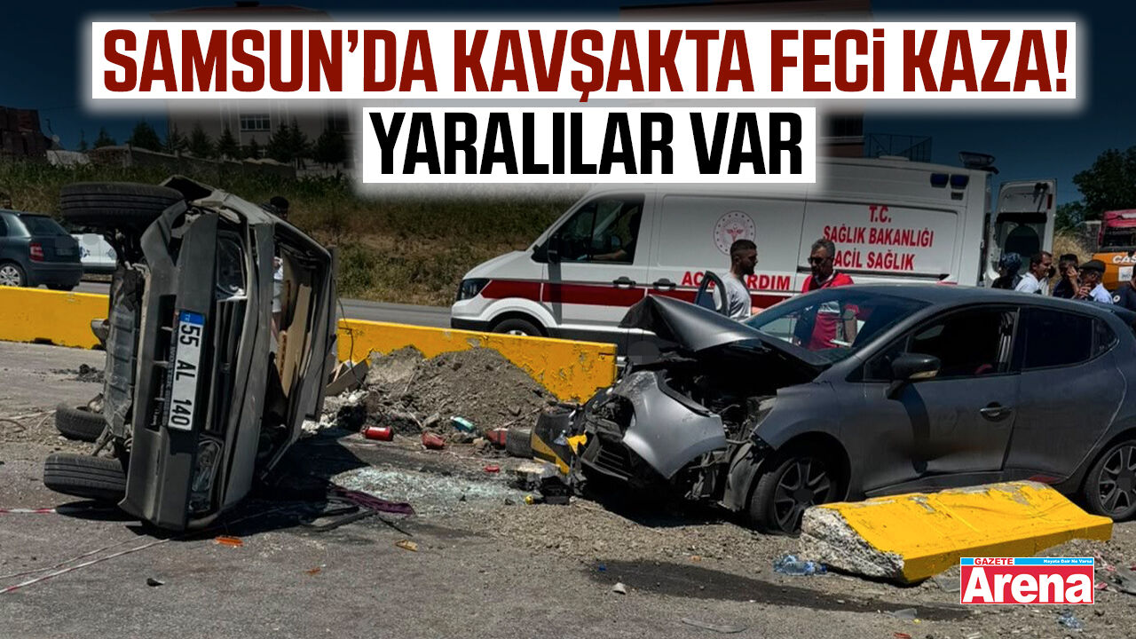 Samsun'da kavşakta iki otomobil çarpıştı!