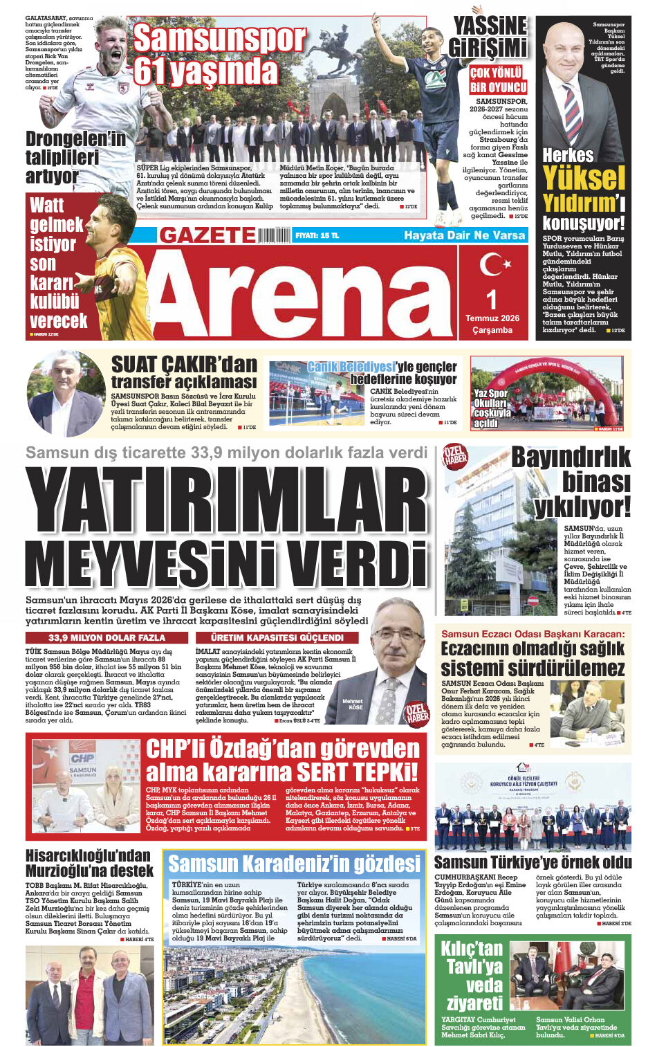 1 Temmuz 2026 Çarşamba