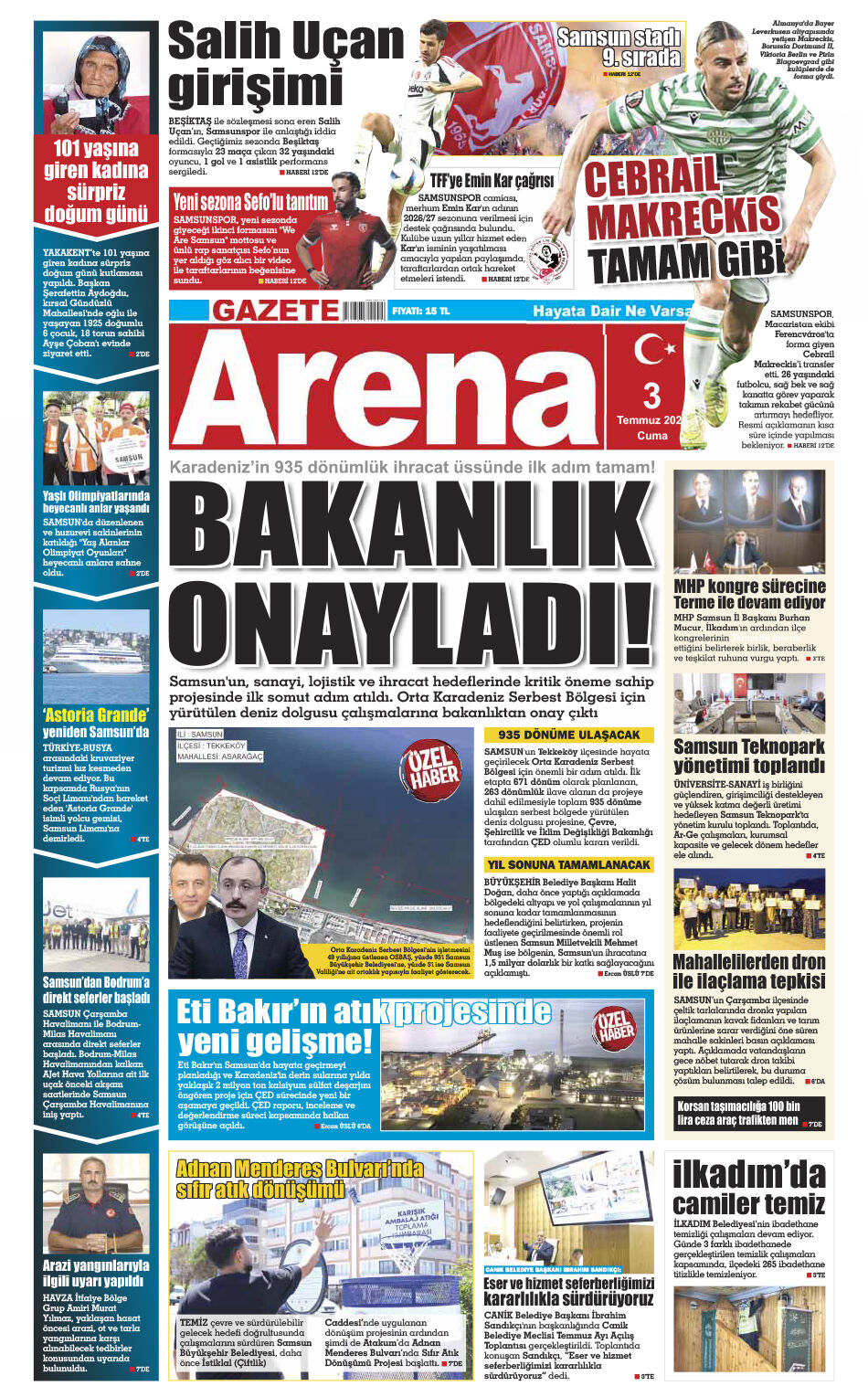 3 Temmuz 2026 Cuma