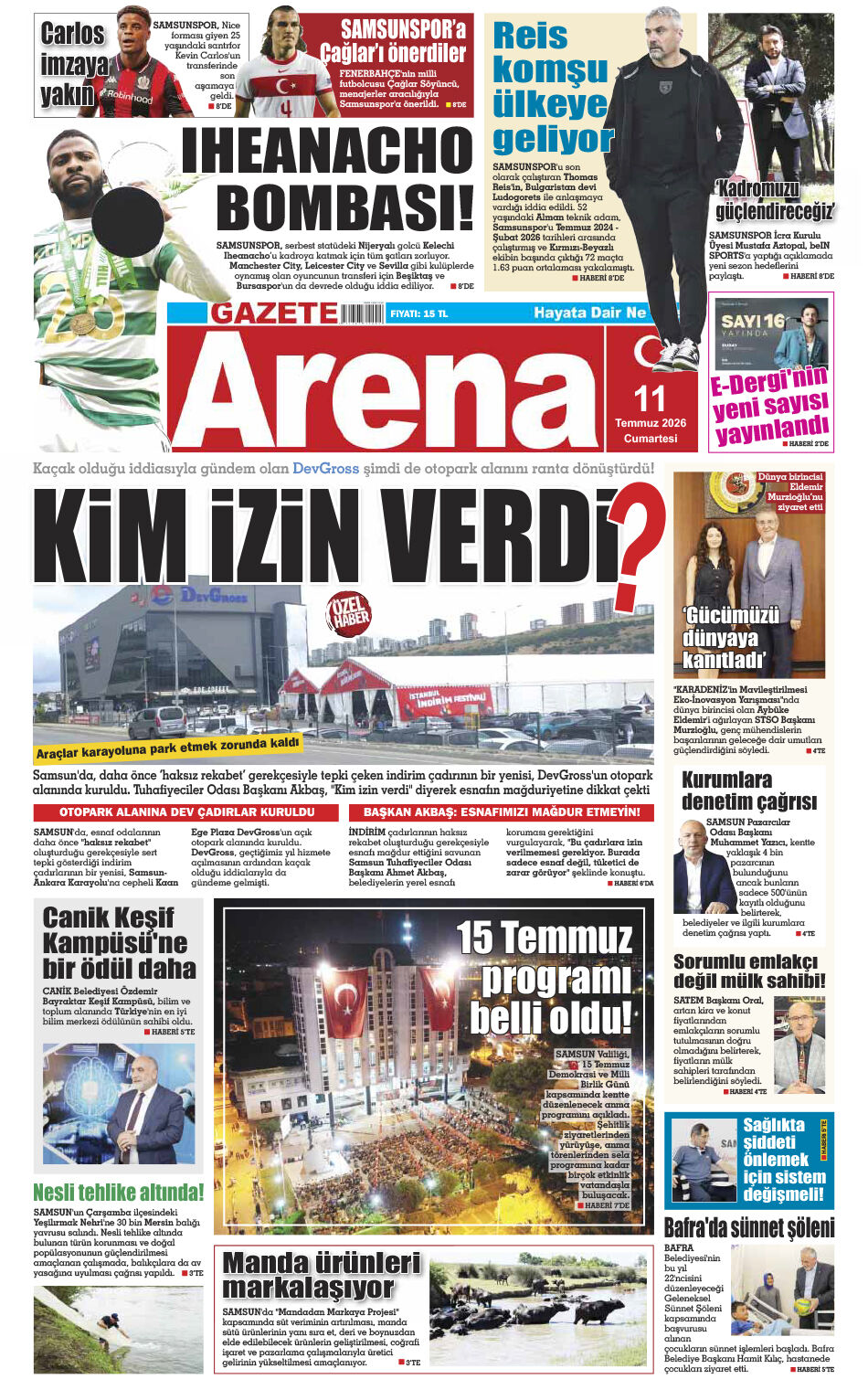 11 Temmuz 2026 Cumartesi