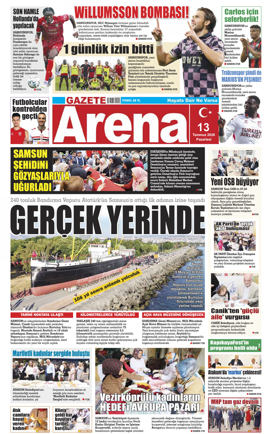 13 Temmuz 2026 Pazartesi