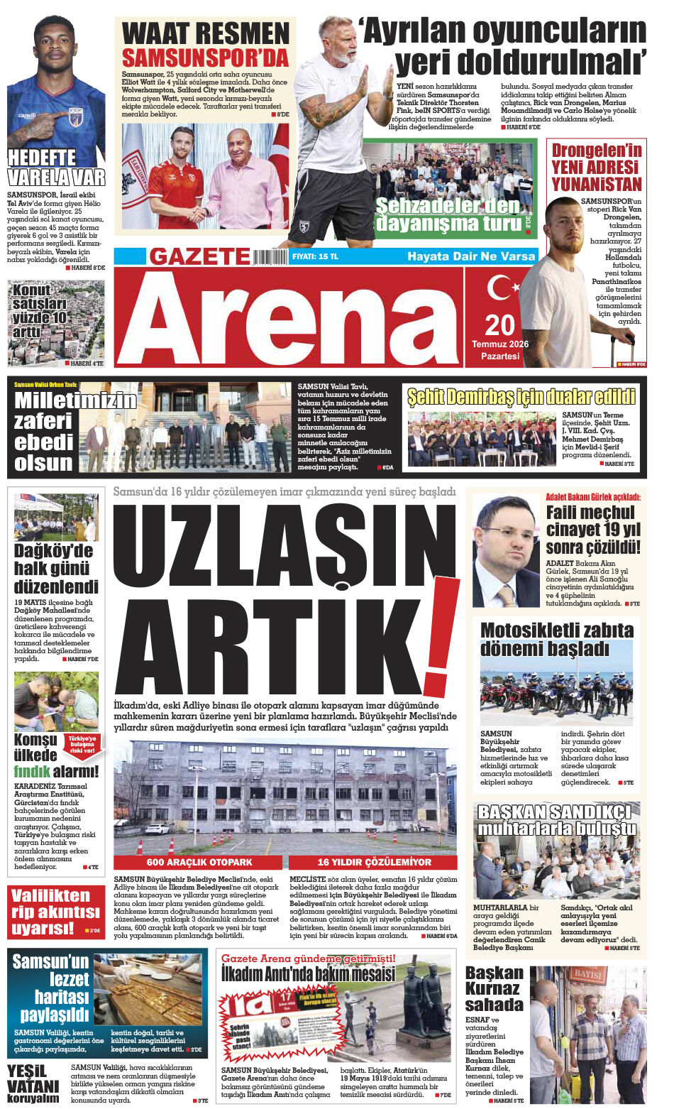 20 Temmuz 2026 Pazartesi