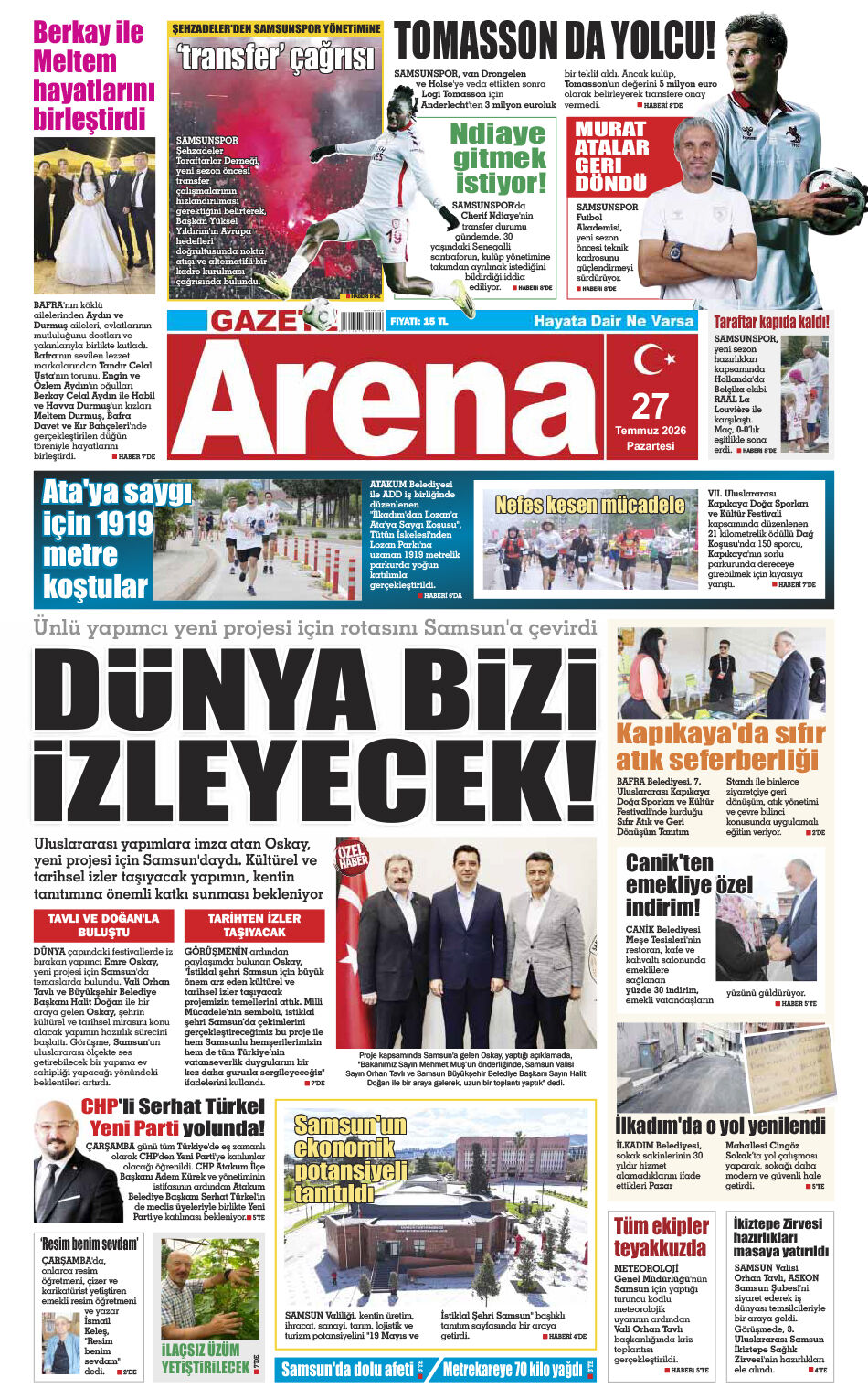 27 Temmuz 2026 Pazartesi