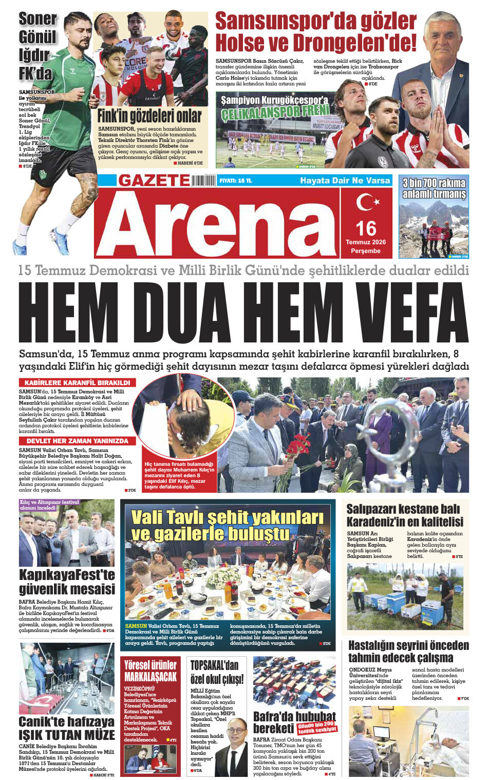 16 Temmuz 2026 Perşembe