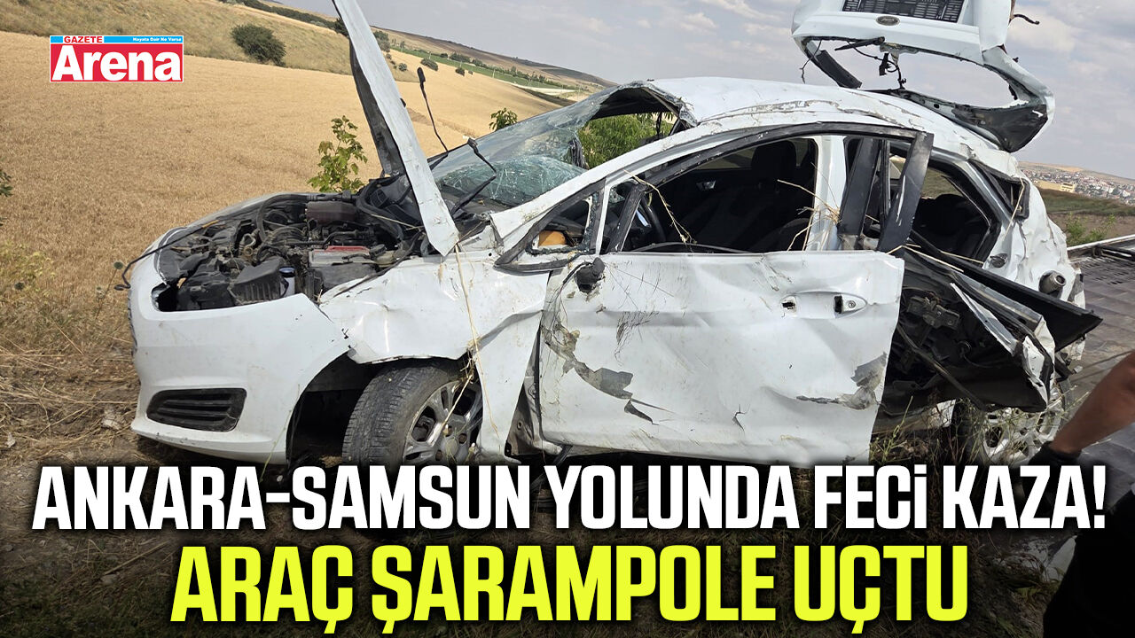 Ankara-Samsun yolunda feci kaza! Araç şarampole uçtu