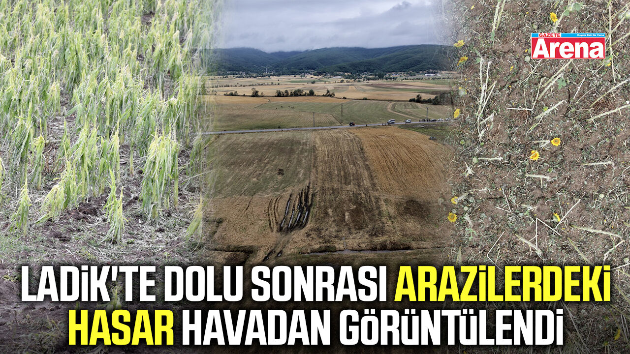 Ladik'te dolu sonrası arazilerdeki hasar havadan görüntülendi