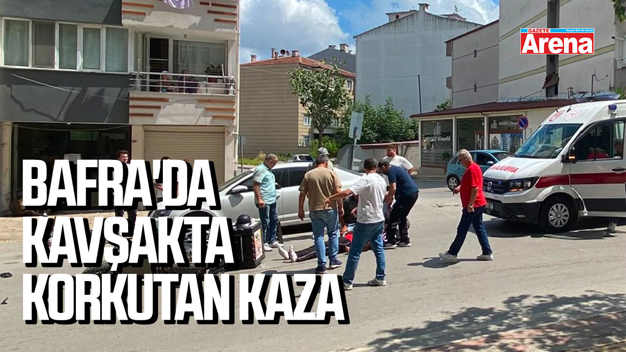 Bafra'da kavşakta korkutan kaza