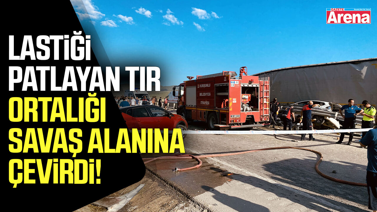 Lastiği patlayan tır ortalığı savaş alanına çevirdi!