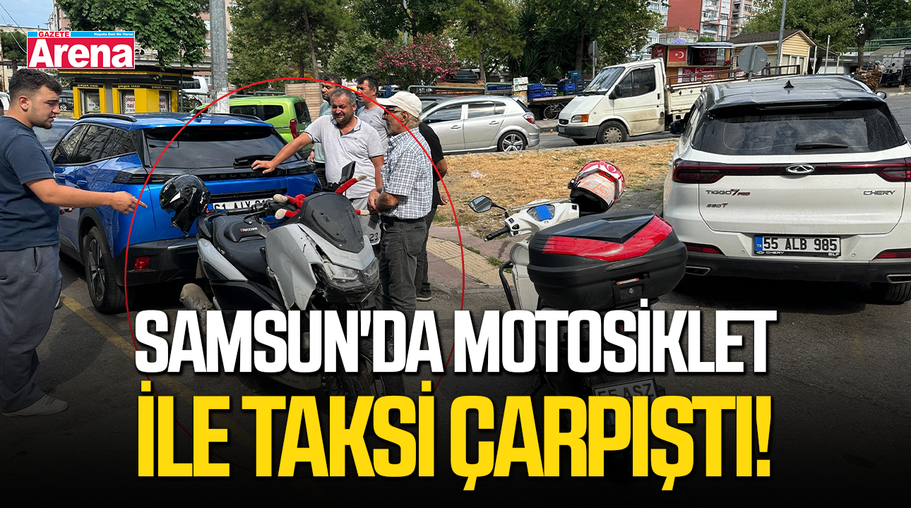 Samsun'da motosiklet ile taksi çarpıştı!