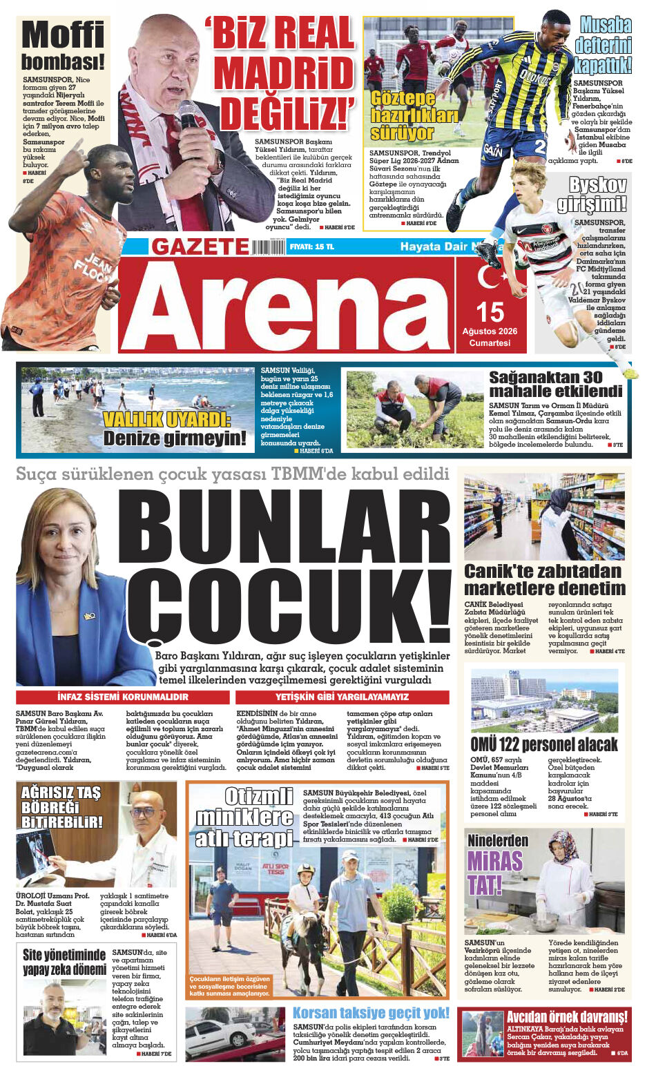 15 Ağustos 2026 Cumartesi