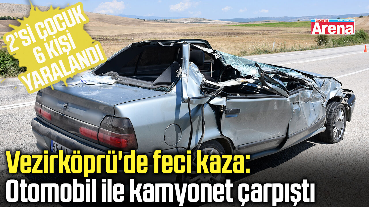 Vezirköprü'de feci kaza: Otomobil ile kamyonet çarpıştı