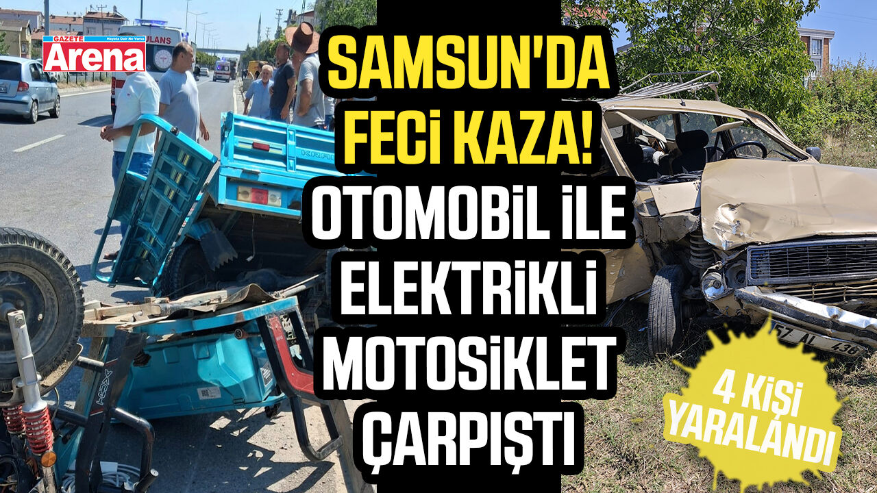 Samsun'da otomobil ile elektrikli motosiklet çarpıştı!