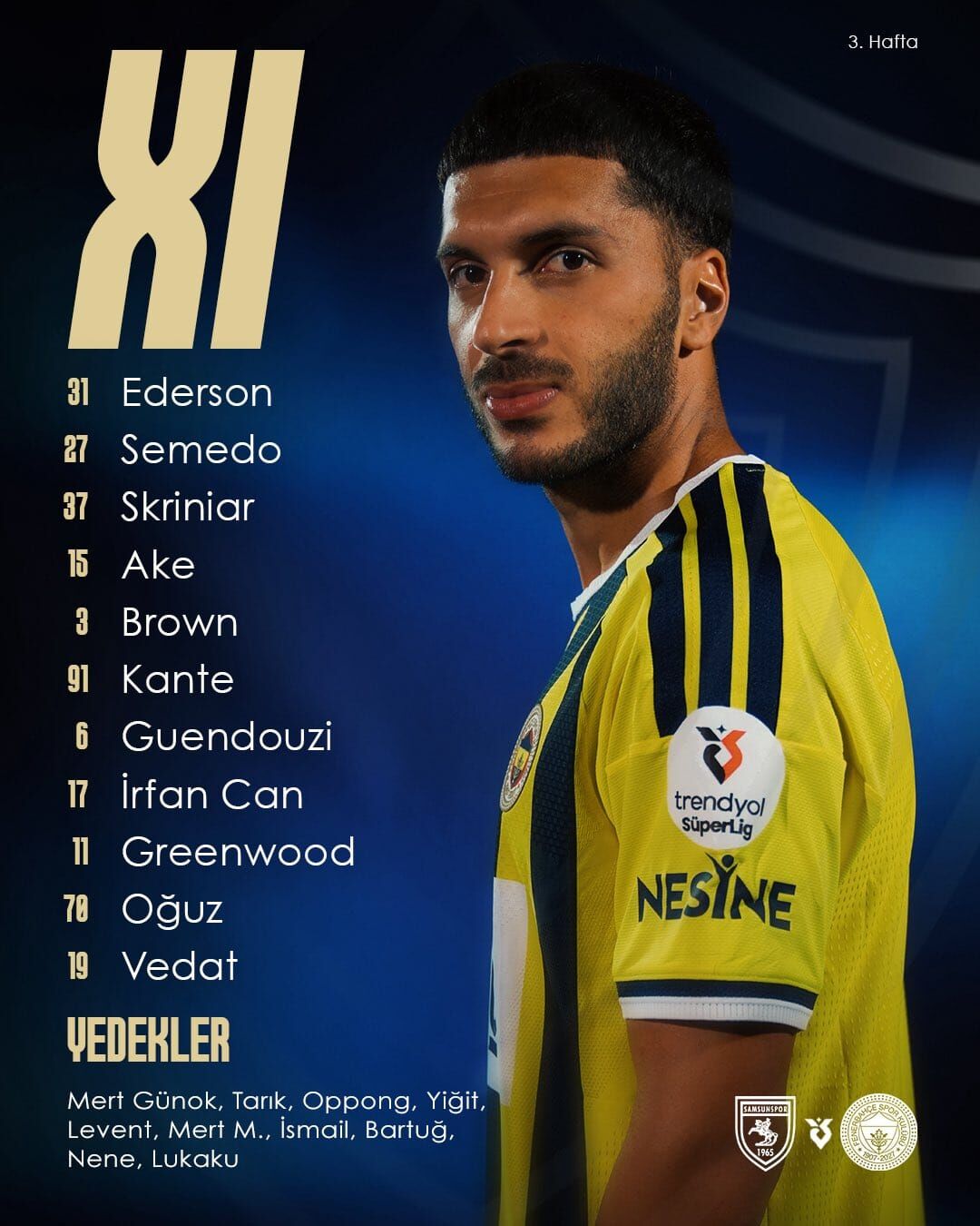 Samsunspor Fenerbahçe Maçında Ilk 11’Ler Belli Oldu