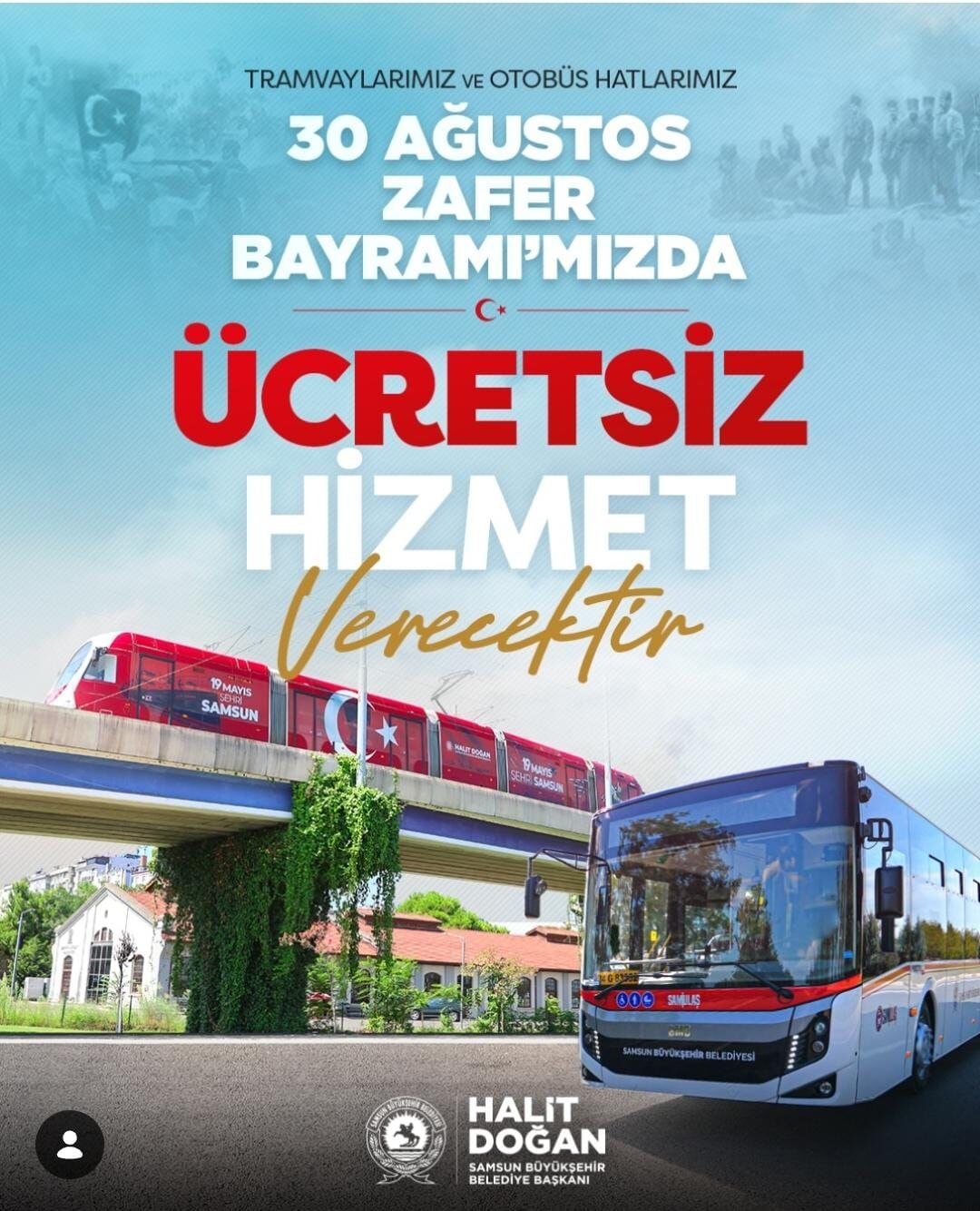 Samsun Büyükşehir Belediyesi duyurdu: Ulaşım ücretsiz-1