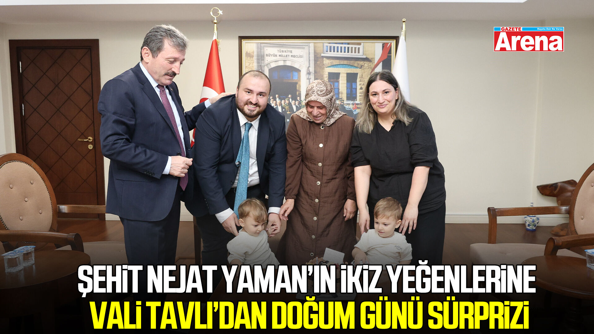 Şehit Nejat Yaman’ın ikiz yeğenlerine Vali Tavlı’dan doğum günü sürprizi